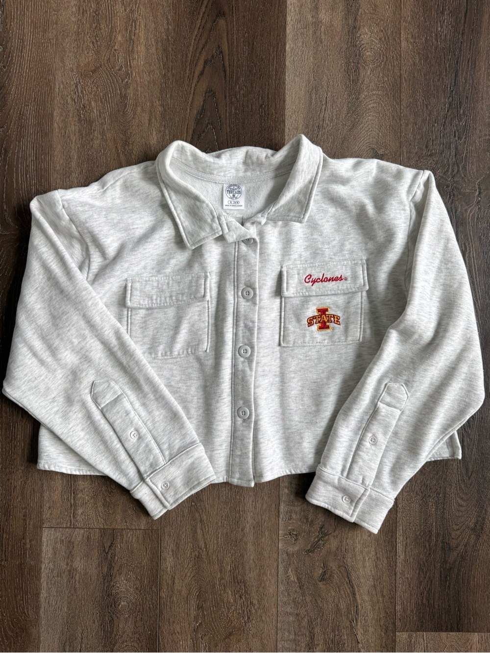 Light Gray Sweatshirt with Iowa State Embroidered Logo Girl’s Size XL